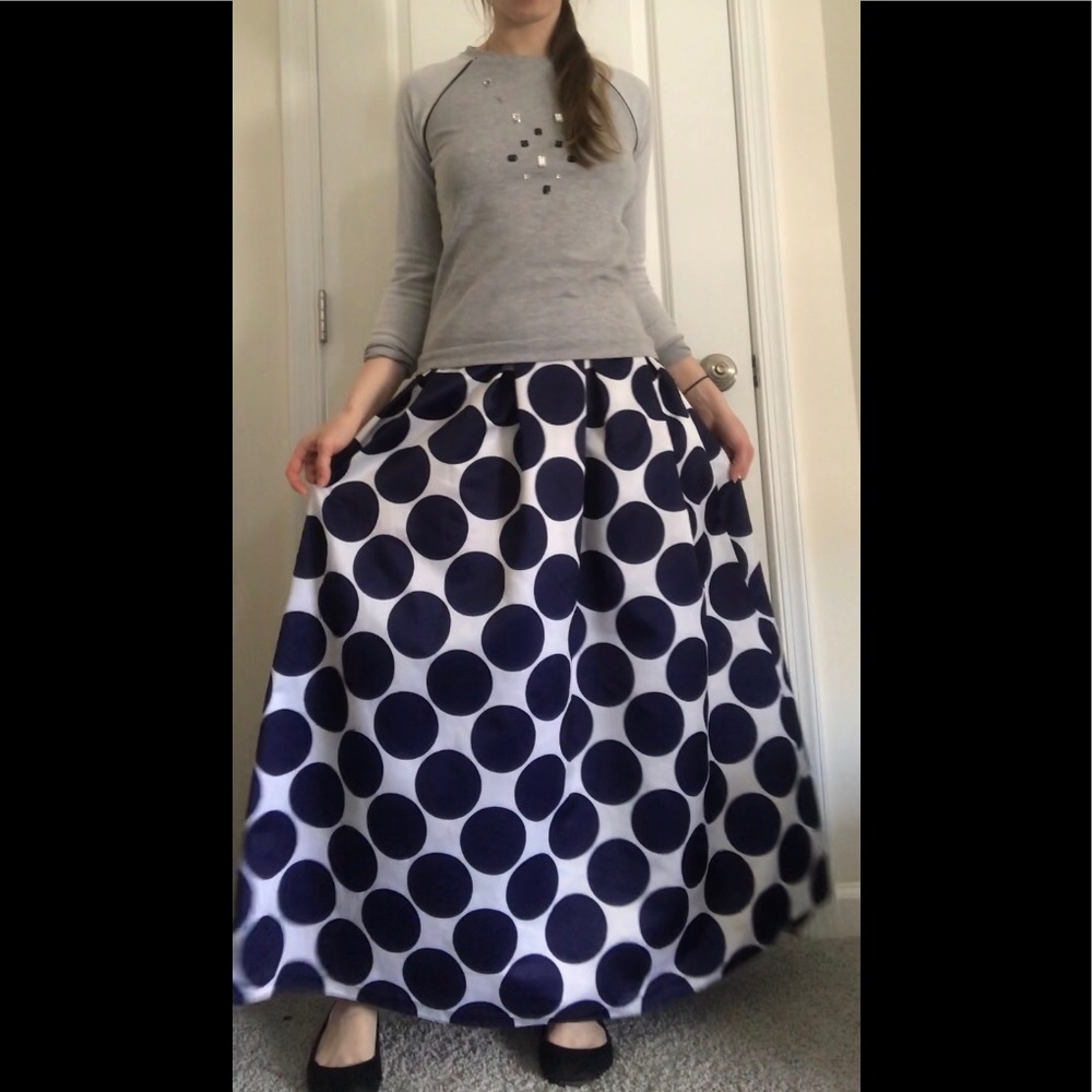 Coming soon. Maxi polka dot skirt